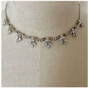 Rhinestone multi leaf choker necklace